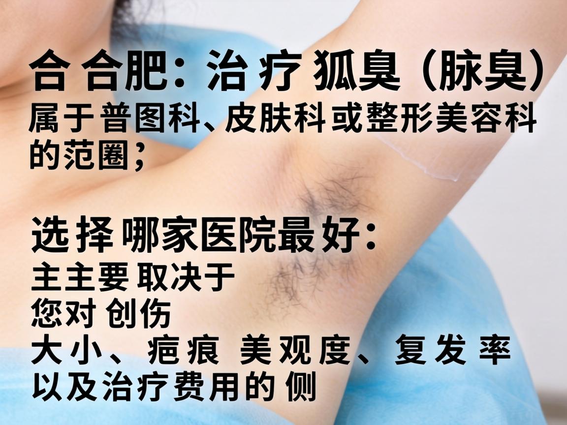 在合肥，治疗狐臭（腋臭）属于普外科、皮肤科或整形美容科的范畴。选择哪家医院最好，主要取决于您对创伤大小、疤痕美观度、复发率以及治疗费用的侧重