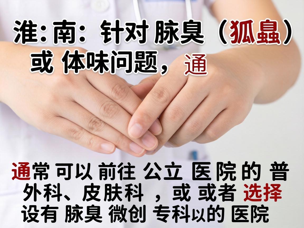 在淮南，针对腋臭（狐臭）或体味问题，通常可以前往公立医院的普外科、皮肤科，或者选择设有腋臭微创专科的医院