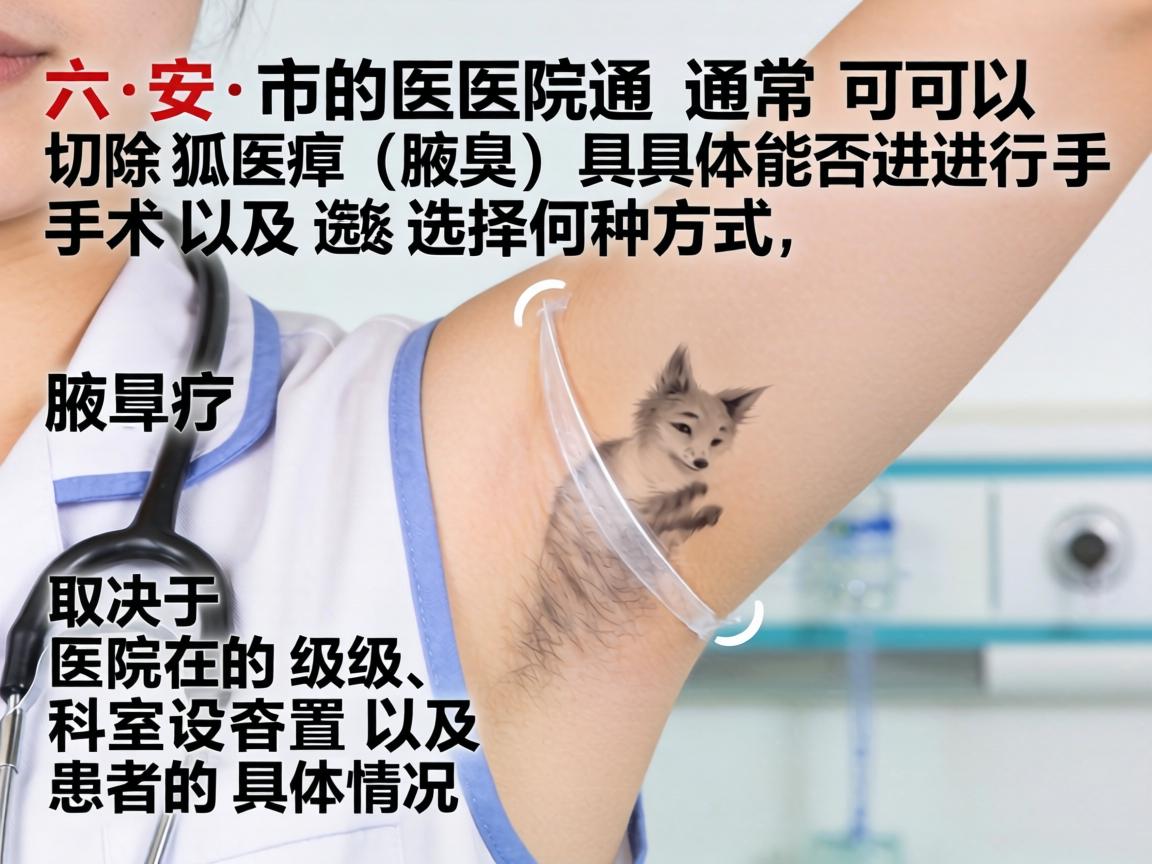 六安市的医院通常可以切除狐臭（腋臭）具体能否进行手术以及选择何种方式，取决于医院的级别、科室设置以及患者的具体情况