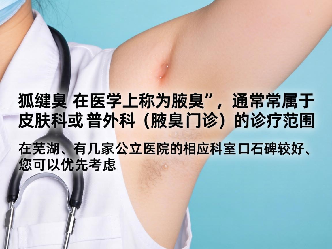 狐臭在医学上称为腋臭，通常属于皮肤科或普外科（腋臭门诊）的诊疗范围。在芜湖，有几家公立医院的相应科室口碑较好，您可以优先考虑