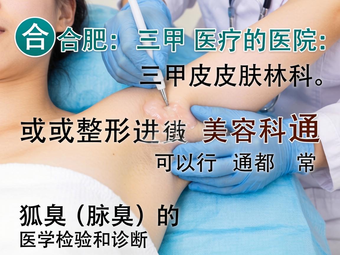 在合肥，三甲医院的皮肤科或整形美容科通常都可以进行狐臭（腋臭）的医学检验和诊断
