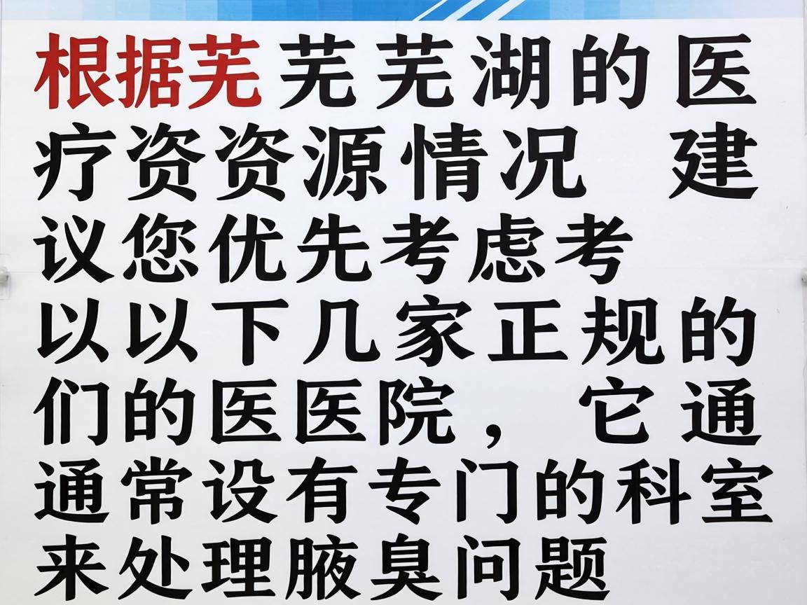 根据芜湖的医疗资源情况，建议您优先考虑以下几家正规的医院，它们通常设有专门的科室来处理腋臭问题