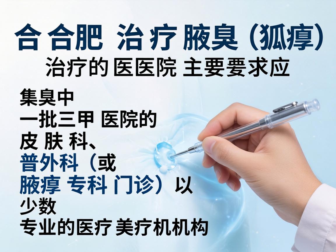 在合肥，治疗腋臭（狐臭）的医院主要集中在一批三甲医院的皮肤科、普外科（或腋臭专科门诊）以及少数专业的医疗美容机构