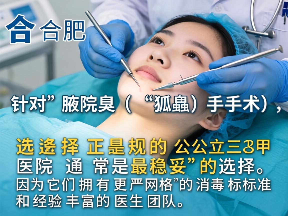 在合肥，针对腋臭（狐臭）手术，选择正规的公立三甲医院通常是最稳妥的选择，因为它们拥有更严格的消毒标准和经验丰富的医生团队
