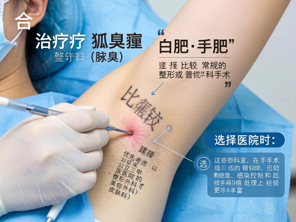 在合肥，治疗狐臭（腋臭）的手术属于比较常规的整形或普外科手术。选择医院时，建议优先考虑公立三甲医院的整形外科（或美容外科）以及皮肤科，因为这些科室在手术的精细度、感染控制和后续疤痕处理上经验更丰富