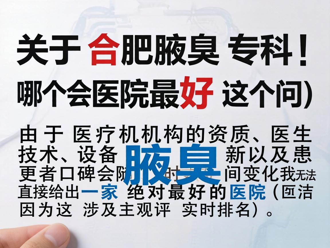 关于合肥腋臭专科哪个医院最好这个问题，由于医疗机构的资质、医生技术、设备更新以及患者口碑会随时间变化，我无法直接给出一家绝对最好的医院（因为这涉及主观评价和实时排名）