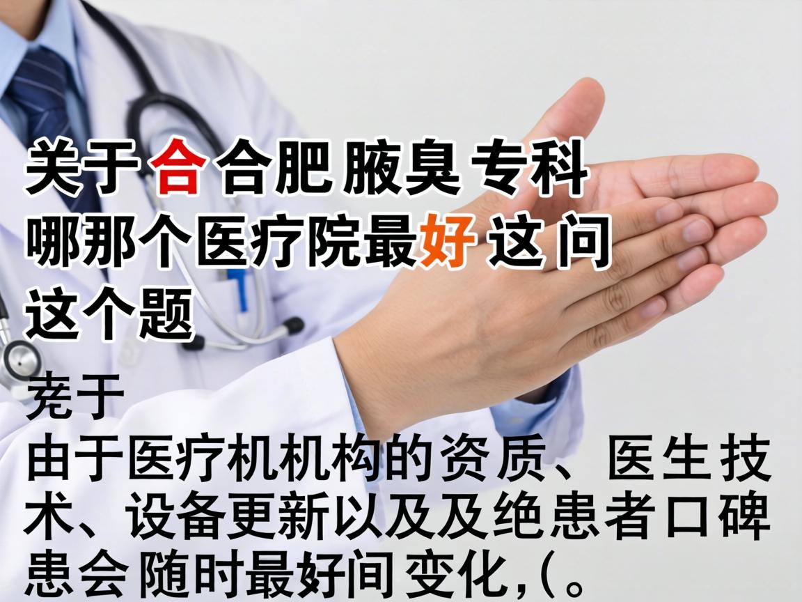 关于合肥腋臭专科哪个医院最好这个问题，由于医疗机构的资质、医生技术、设备更新以及患者口碑会随时间变化，我无法直接给出一家绝对最好的医院（因为这涉及主观评价和实时排名）