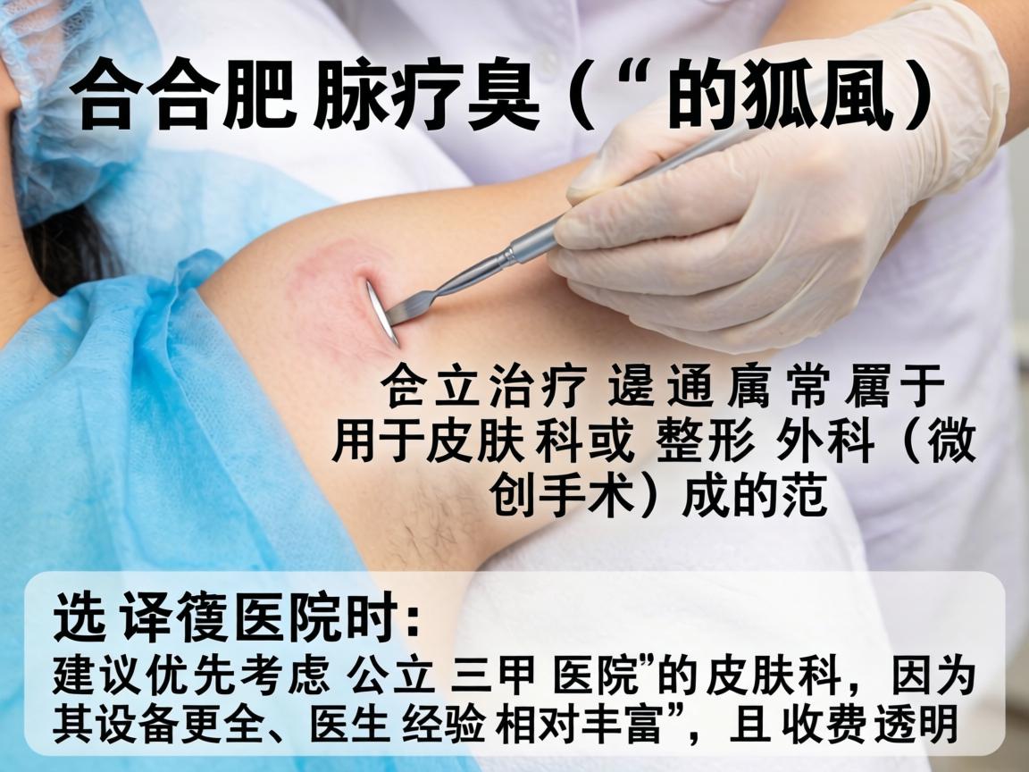 在合肥，腋臭（狐臭）的治疗通常属于皮肤科或整形外科（微创手术）的范畴。选择医院时，建议优先考虑公立三甲医院的皮肤科，因为其设备更全、医生经验相对丰富，且收费透明