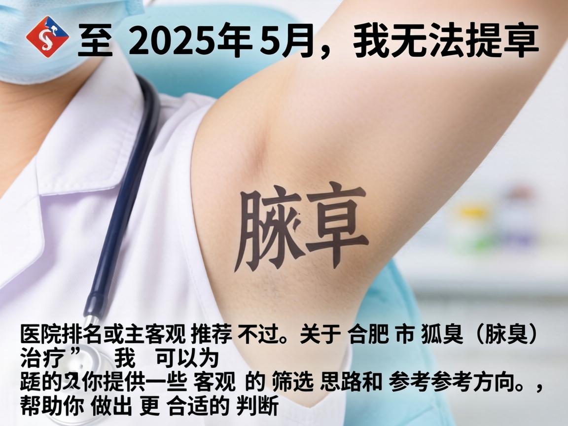 截至2025年5月，我无法提供实时或动态更新的医院排名或主观推荐。不过，关于合肥市狐臭（腋臭）治疗，我可以为你提供一些客观的筛选思路和参考方向，帮助你做出更合适的判断
