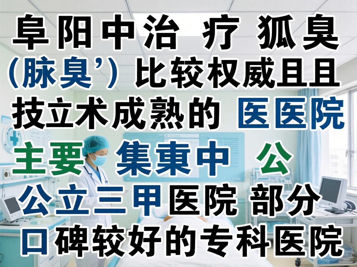 在阜阳，治疗狐臭（腋臭）比较权威且技术成熟的医院主要集中在公立三甲医院和部分口碑较好的专科医院