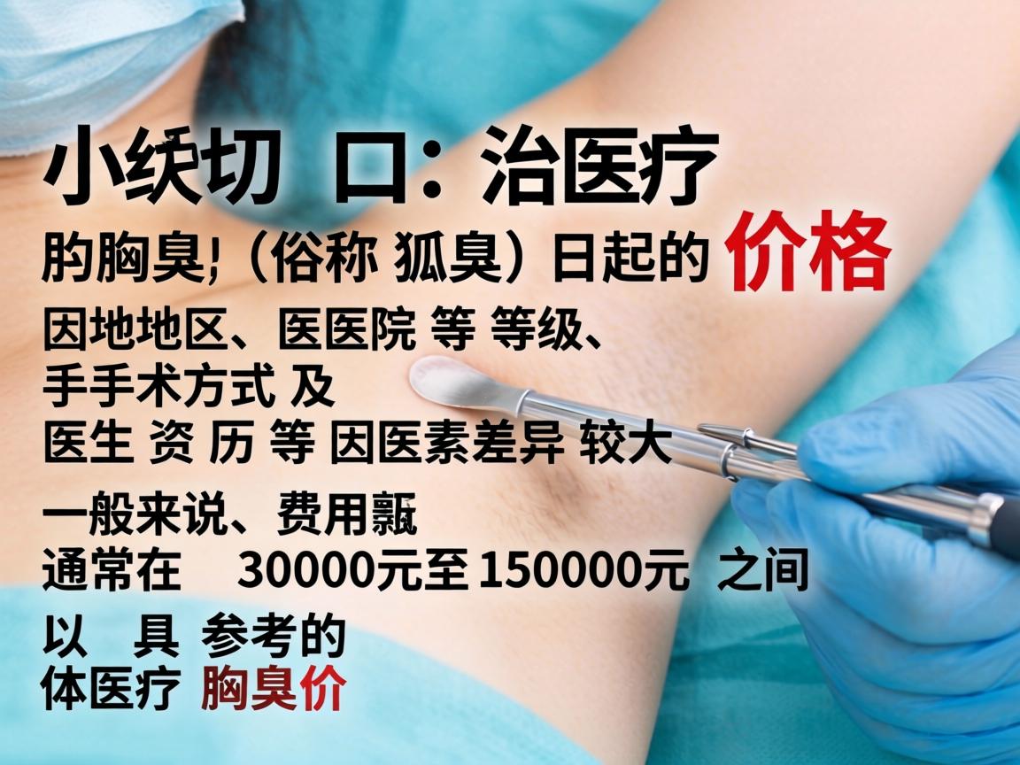 小切口治疗腋臭（俗称狐臭）的价格因地区、医院等级、手术方式及医生资历等因素差异较大。一般来说，费用通常在 3000元至15000元 之间。以下是具体的参考价格和影响因素